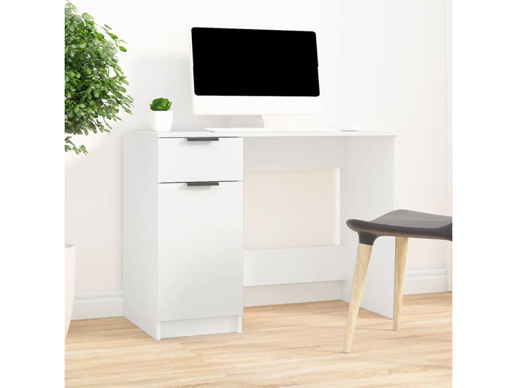 White Desk 100x50x75 cm Engineered Wood DQGJ61398