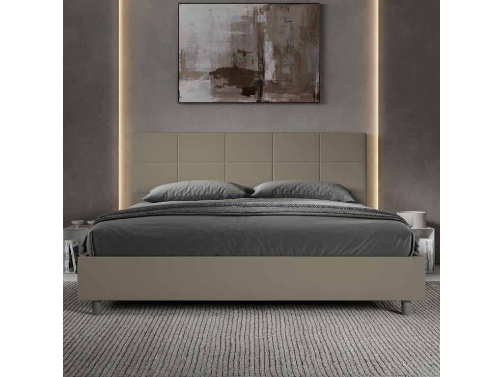 Dekonao size bed without slatted base, upholstered, 180x200 cm, cappuccino faux leather, Dekonao YZJY51839