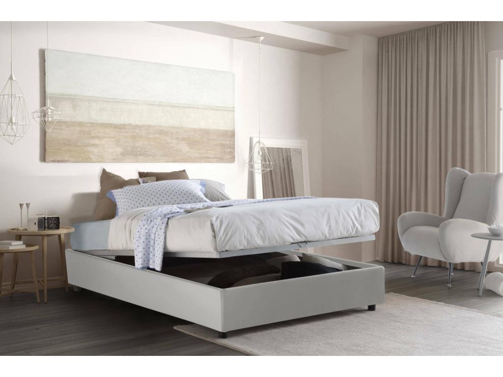 Dekonao double bed with storage, eco-leather upholstery, Made in Italy, front opening, suitable for a 120x190 cm mattress, white ZWOW19247