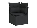 10-piece garden furniture set with cushions, black woven resin VABZ10473