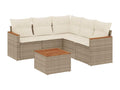 Garden furniture set with cushions, 6 pieces, beige woven resin ZGQI22145