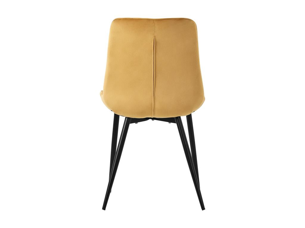Set of 4 upholstered kitchen/dining chairs in mustard yellow velvet RJQY22611