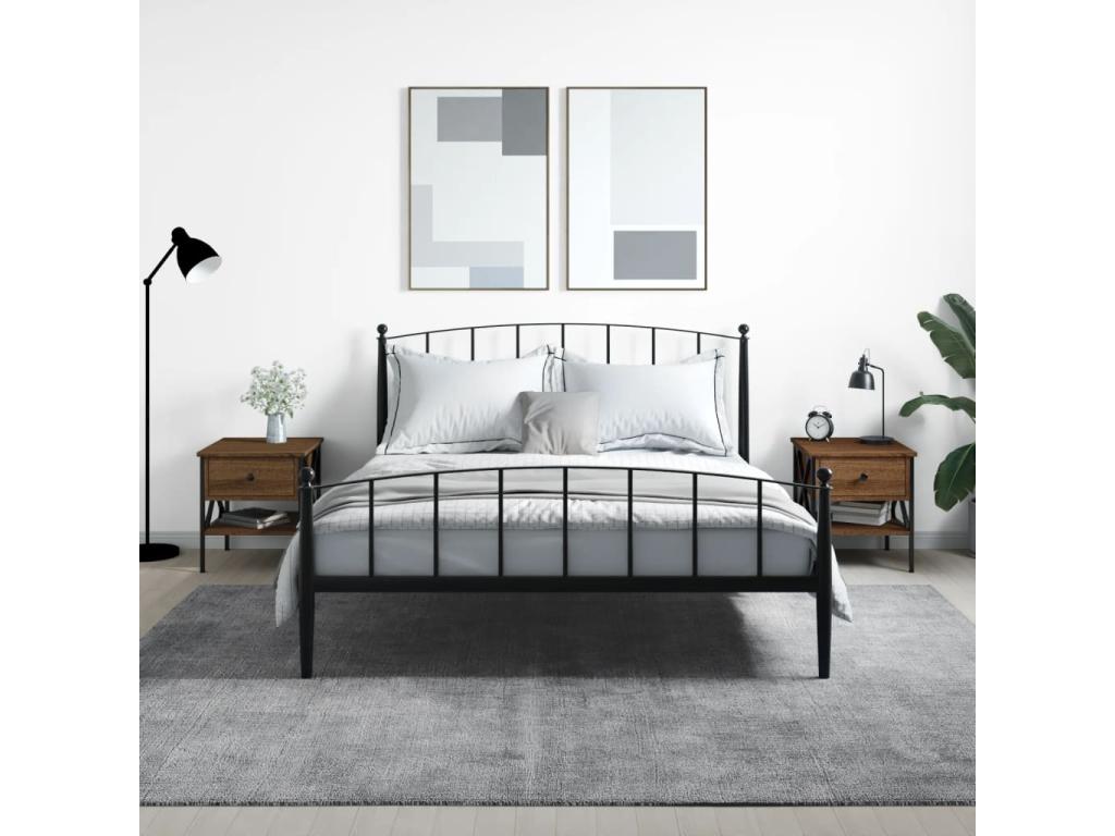 2-piece bedside tables, brown oak, 40x42x45 cm, engineered wood KGHN28913