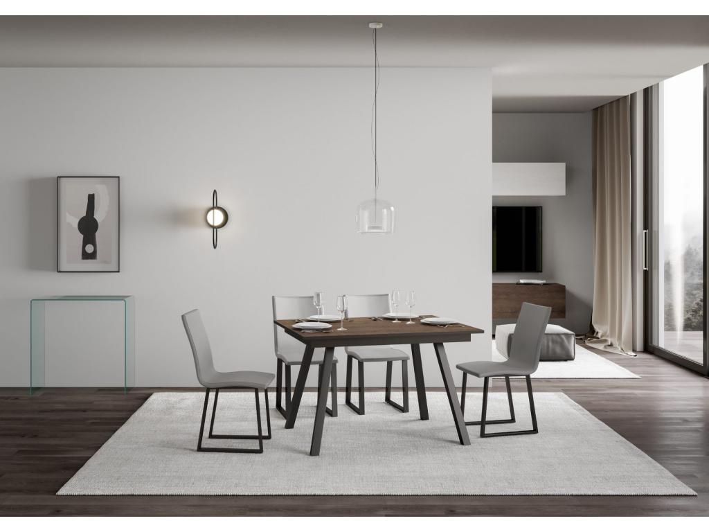 Mirhi Extendable Table 90x120/180 cm Walnut with Anthracite Frame DYKA20107