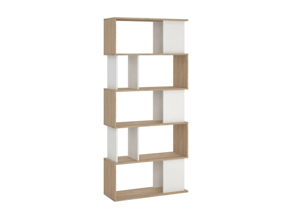 Nobellea Bookshelf, Desk Shelf, Mobile Book Holder, 80x30 h174 cm, Light Oak and White, ZLNC01066