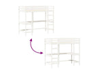 Bunk bed with desk, white, 90x200 cm, solid pine wood, LDAW01553