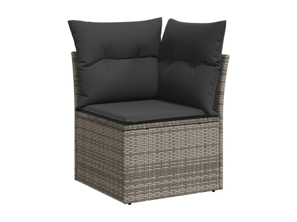 10-piece garden furniture set with cushions, grey woven resin NHFL96831