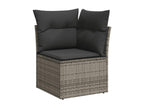 10-piece garden furniture set with cushions, grey woven resin NHFL96831