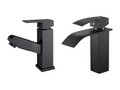 Nobellea Basin Mixer Tap with Pull-Out Spray Head, Bathroom Faucet for Countertop Basin, Black JJYO12595