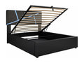 Dekonaoère 90x200cm Storage Bed in Synthetic Leather with LED Strips and Dekonao Black Frame PWUW72778
