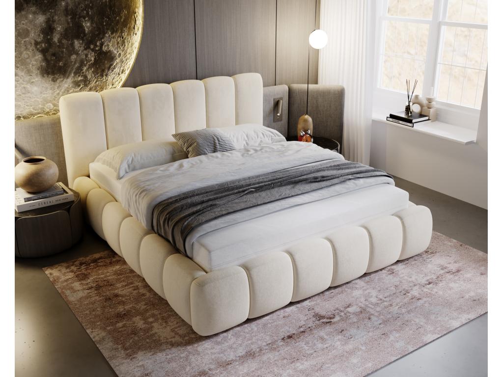 Upholstered bed with storage - 160x200 - double bed - velvet - beige - Cloud HWYD63998
