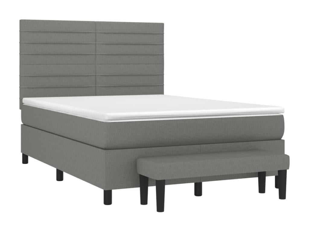 Upholstered bed base with mattress, dark grey, 140x200cm, fabric EVVU83870