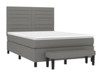 Upholstered bed base with mattress, dark grey, 140x200cm, fabric EVVU83870