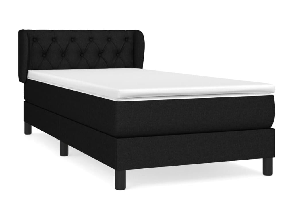 Upholstered bed base and mattress, black, 80x200 cm, fabric QOST06394