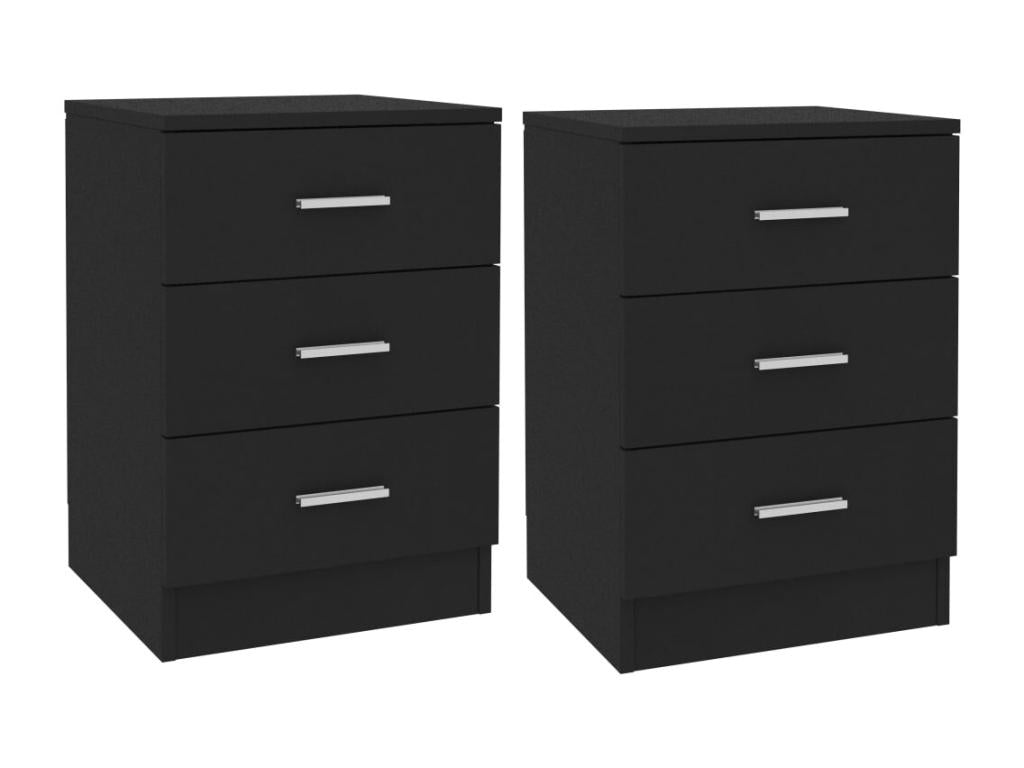 2-Piece Bedside Tables, Black, 38x35x56 cm, Chipboard, GUDA43244