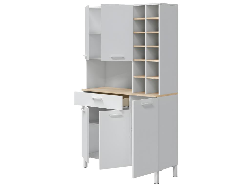 Display cabinet / Sideboard / Kitchen unit in Arctic White / Canadian Oak - Height 186 x Length 108 x Depth 40 cm ILUX76719