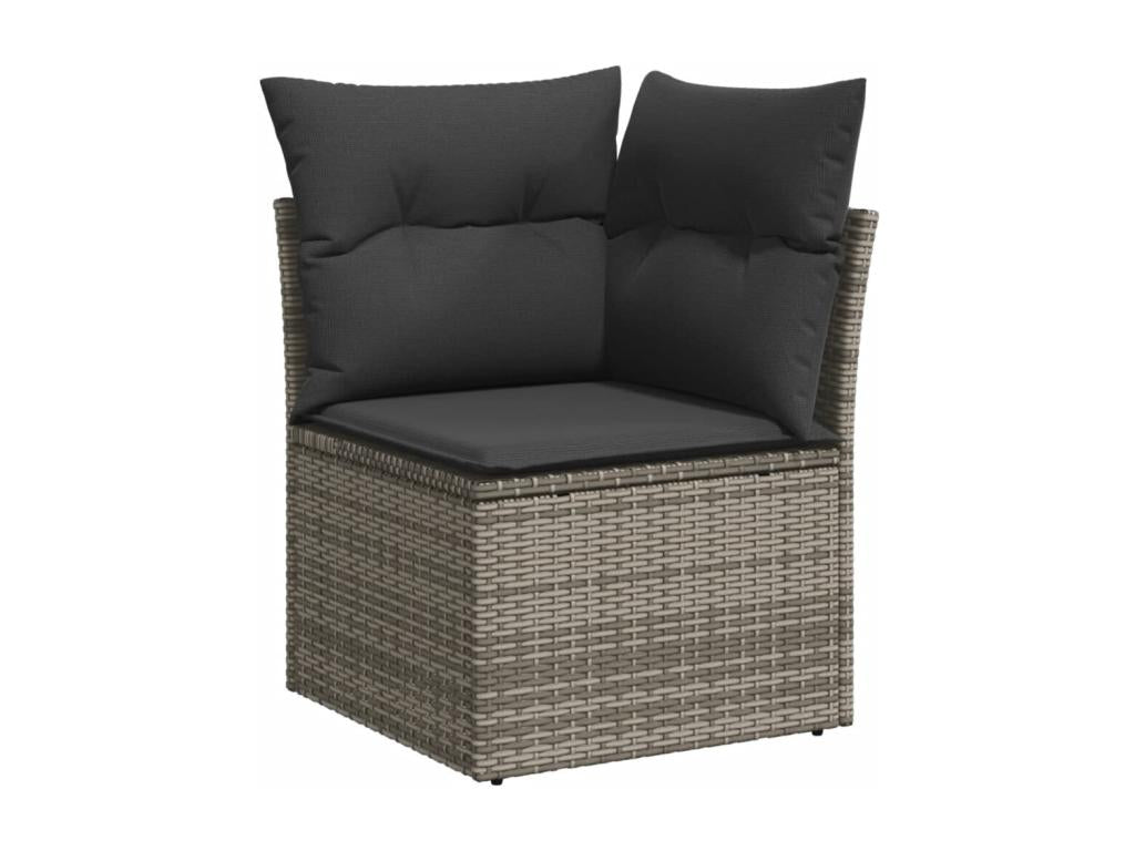 11-piece garden furniture set with grey resin wicker cushions TPUI83426