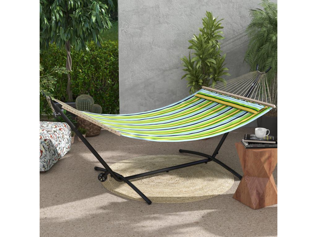 Epoxy-coated steel hammock stand, adjustable height (6 levels), dimensions: 290L x 120W x 115H cm, black, NBEZ22305