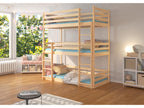 3-level bunk bed in natural pine, 90x200 cm, Nobellea ZFWM14216