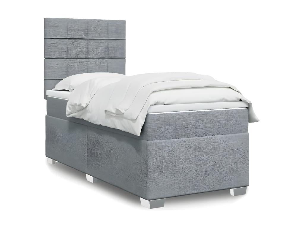 Dekonao bed base and mattress, light grey, 90x190 cm, fabric DPSG02316