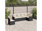 6-piece garden furniture set with cushions, black woven resin, GAZI18491