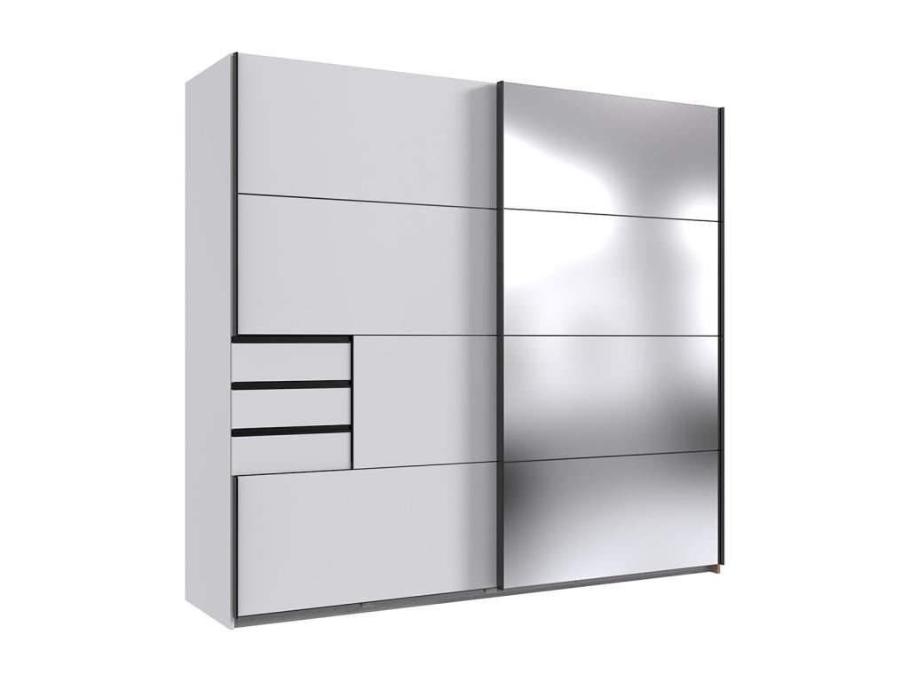 Wardrobe with sliding doors, storage unit, white and black color, GOXY77041