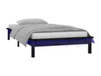 LED bed frame without mattress, black, 75x190 cm, solid wood, LJUN22737