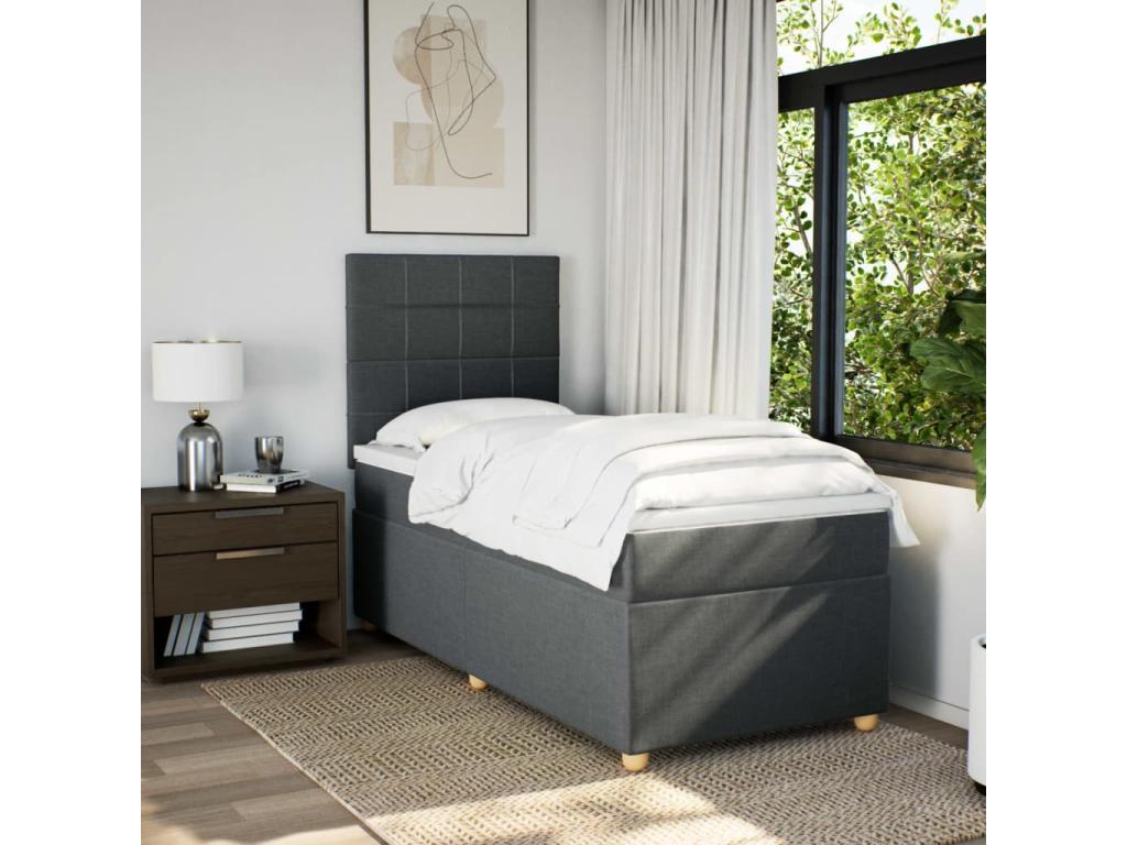 Dekonao bed base with mattress, Dark Grey, 90x200 cm, Fabric CXCD81510