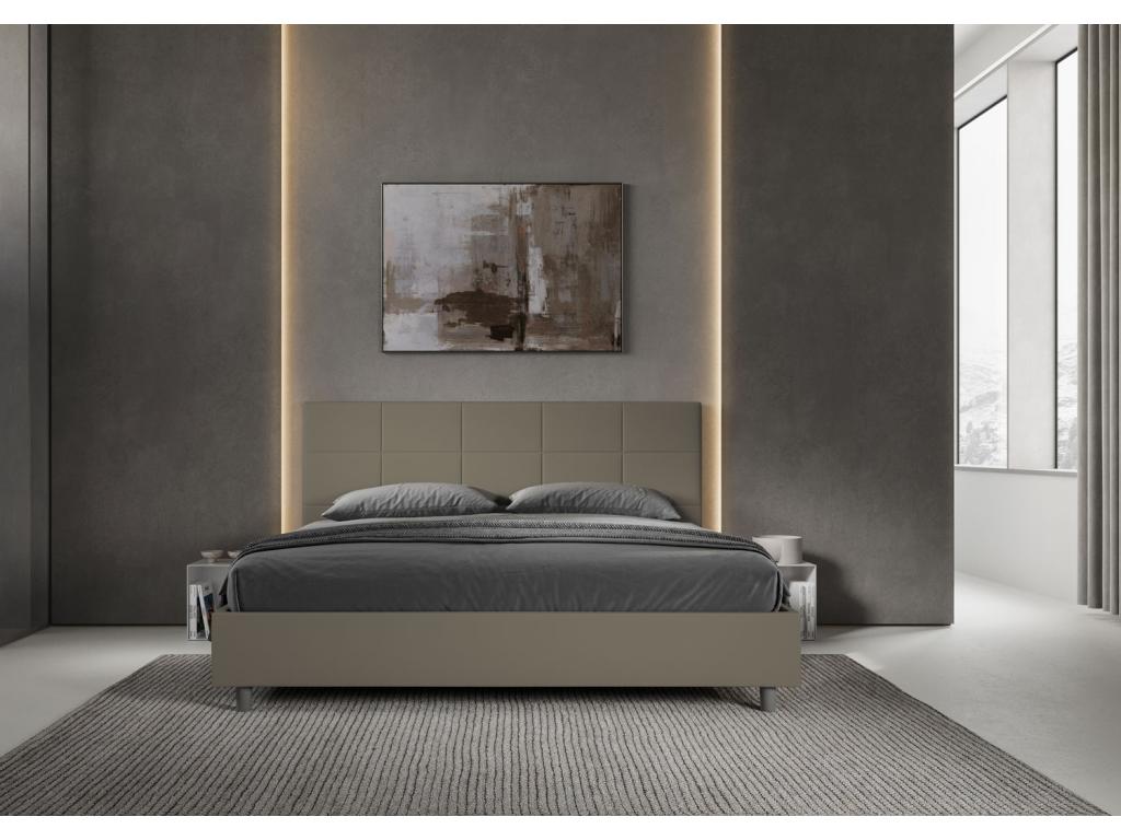 Dekonao size bed without slatted base, upholstered, 180x200 cm, cappuccino faux leather, Dekonao YZJY51839