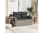 2-seater garden sofa with grey woven resin cushions MIZS32944