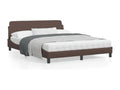 Bed frame with headboard, brown, 160x200 cm, faux leather, CPGY75494