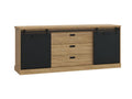 Sideboard 214 cm with 2 sliding doors and 3 drawers in black oak finish - FARM QJDD51963