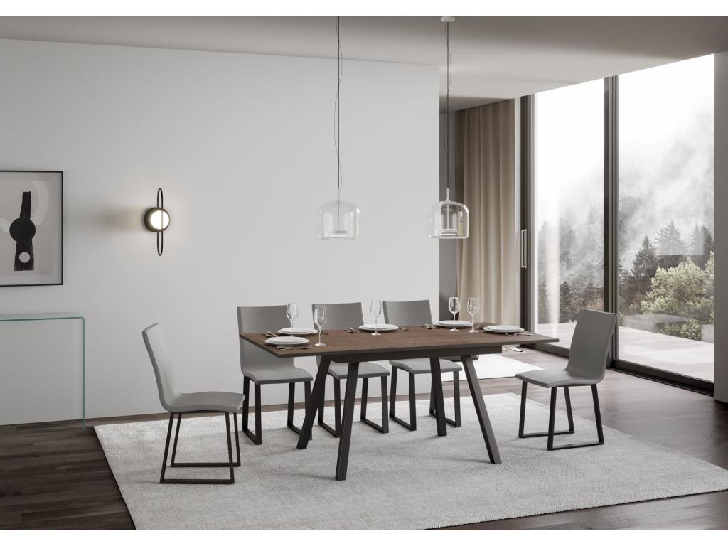 Mirhi Extendable Table 90x120/180 cm Walnut with Anthracite Frame DYKA20107