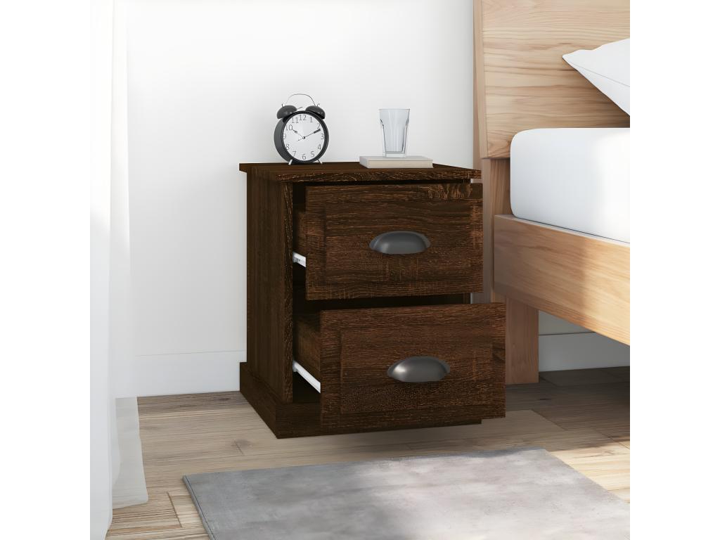 2-piece bedside tables, brown oak, 39x39x47.5cm, engineered wood, CZLK21127