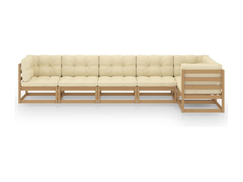 6-piece garden furniture set with cushions, solid pine wood, TQQL27555