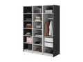 3-door wardrobe with long hanging rail and drawers - 150 cm - black - Dekonao RKIB43498
