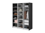 3-door wardrobe with long hanging rail and drawers - 150 cm - black - Dekonao RKIB43498