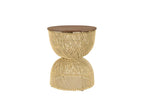 Dekonao - Beige rattan side table with recycled teak wood top GWCJ52066