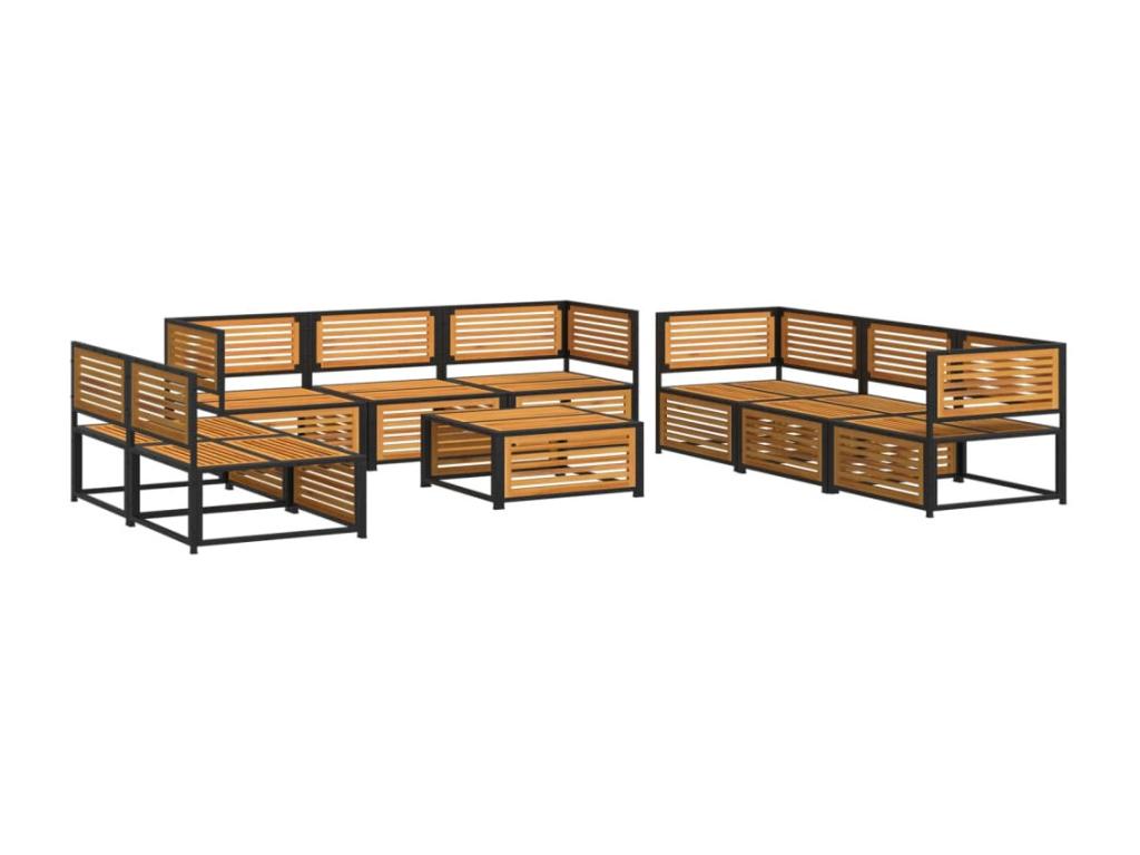 9-piece solid wood garden furniture set with cushions by Nobelea AVAG56946