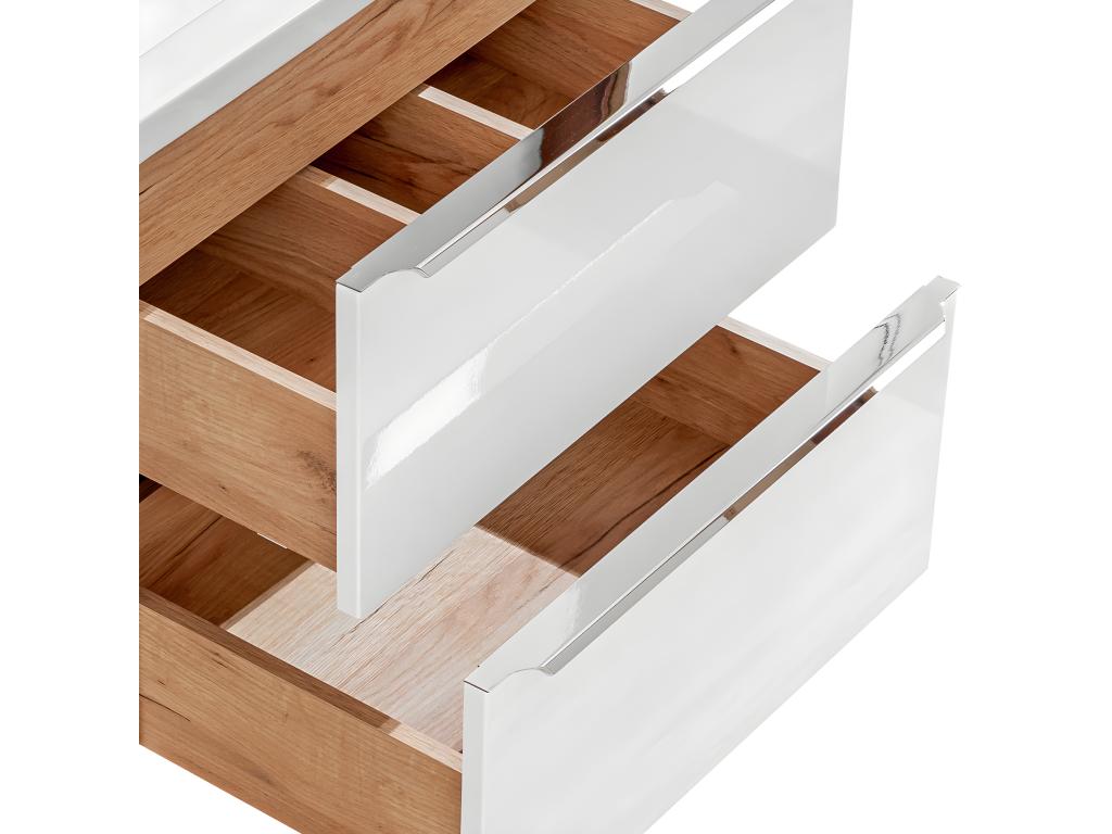 Dekonao 140cm Vanity Unit with 2 Niches, White and Wood, PDLL56567