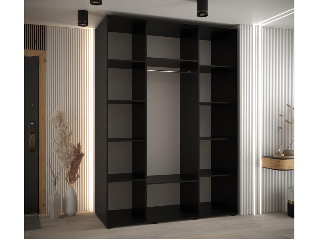 Dekonao 5 Sliding Door Wardrobe 235.2/170/60 3 Doors Black/White/Gold IRVZ41159