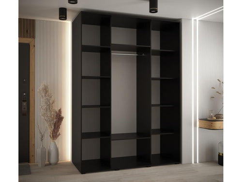 Dekonao 5 Sliding Door Wardrobe 235.2/170/60 3 Doors Black/White/Gold IRVZ41159
