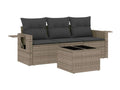 4-piece garden furniture set with grey resin wicker cushions VWNN89964