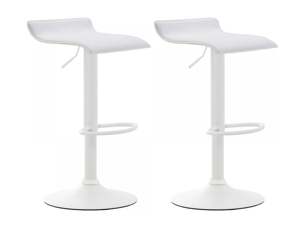 Set of 2 Bar Stools - Faux Leather / Metal - White - Dyn V2 PIOK86597