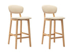 Dekonao light beige fabric and solid beech wood bar stools - Set of 2 MEGC50021