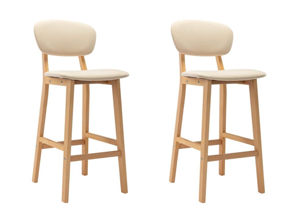 Dekonao light beige fabric and solid beech wood bar stools - Set of 2 MEGC50021