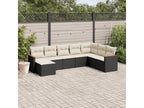 8-piece garden furniture set with cushions, black woven resin WTLA62471