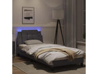 Bed frame with LED lights, grey, 80x200 cm, faux leather, CAEX52691