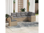 Garden furniture set with cushions, 6 pieces, beige woven resin, TRLZ52827
