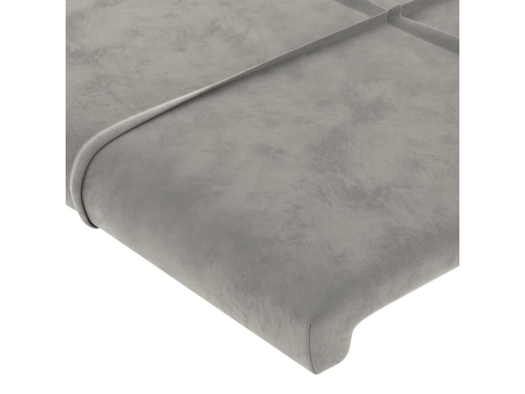 Light Grey LED Headboard 203x16x78/88 cm Velvet XSKP88118